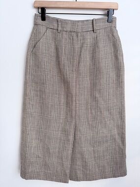 LILYSILK mulberry Silk Wool Linen pencil Skirt Glen Check houndstooth 2